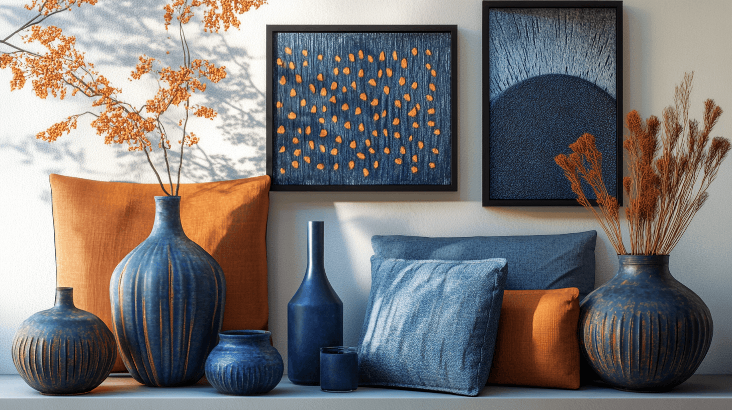 Einrichtungsideen: Accessoires in den Farben Blau und Orange