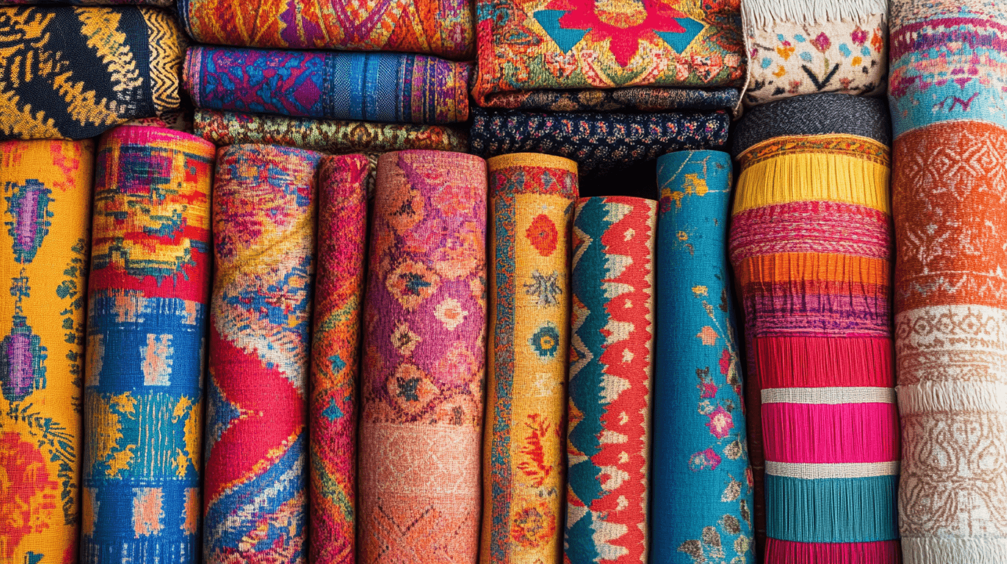 Kombinationen von Farben und Mustern im bunten Boho-Stil