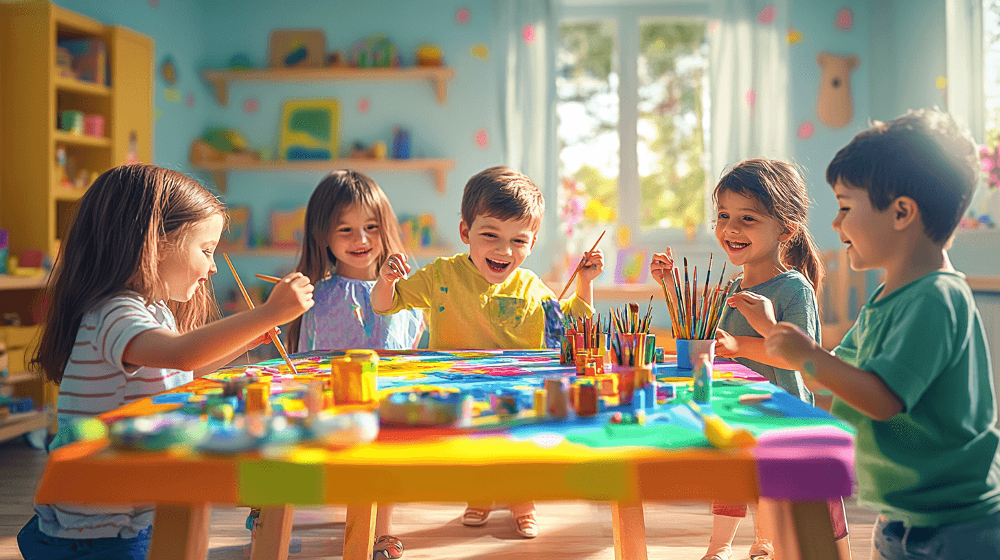 Für die jungen Kreativen: Malstationen und Sitzgelegenheiten