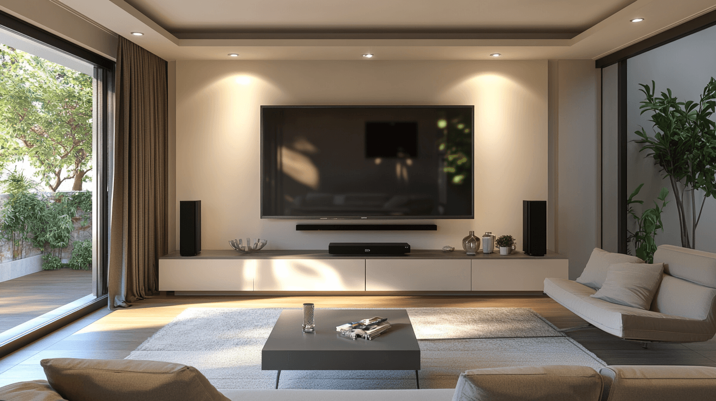 Modernes Wohnzimmer mit stilvoller Medienecke: Technik geschickt einfügen