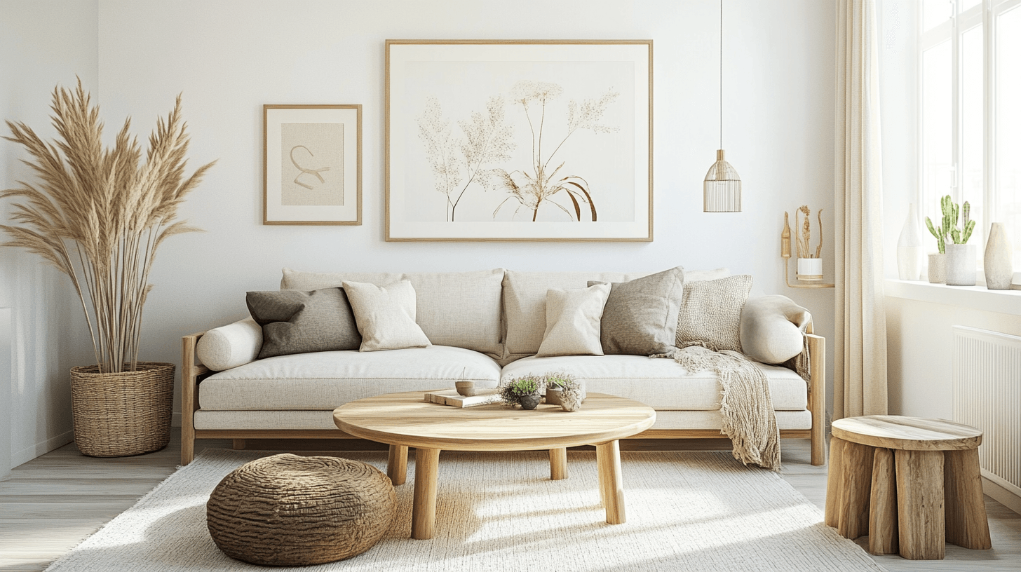 Skandinavisches Wohnzimmer: Natürliche Materialien und helle Farbtöne