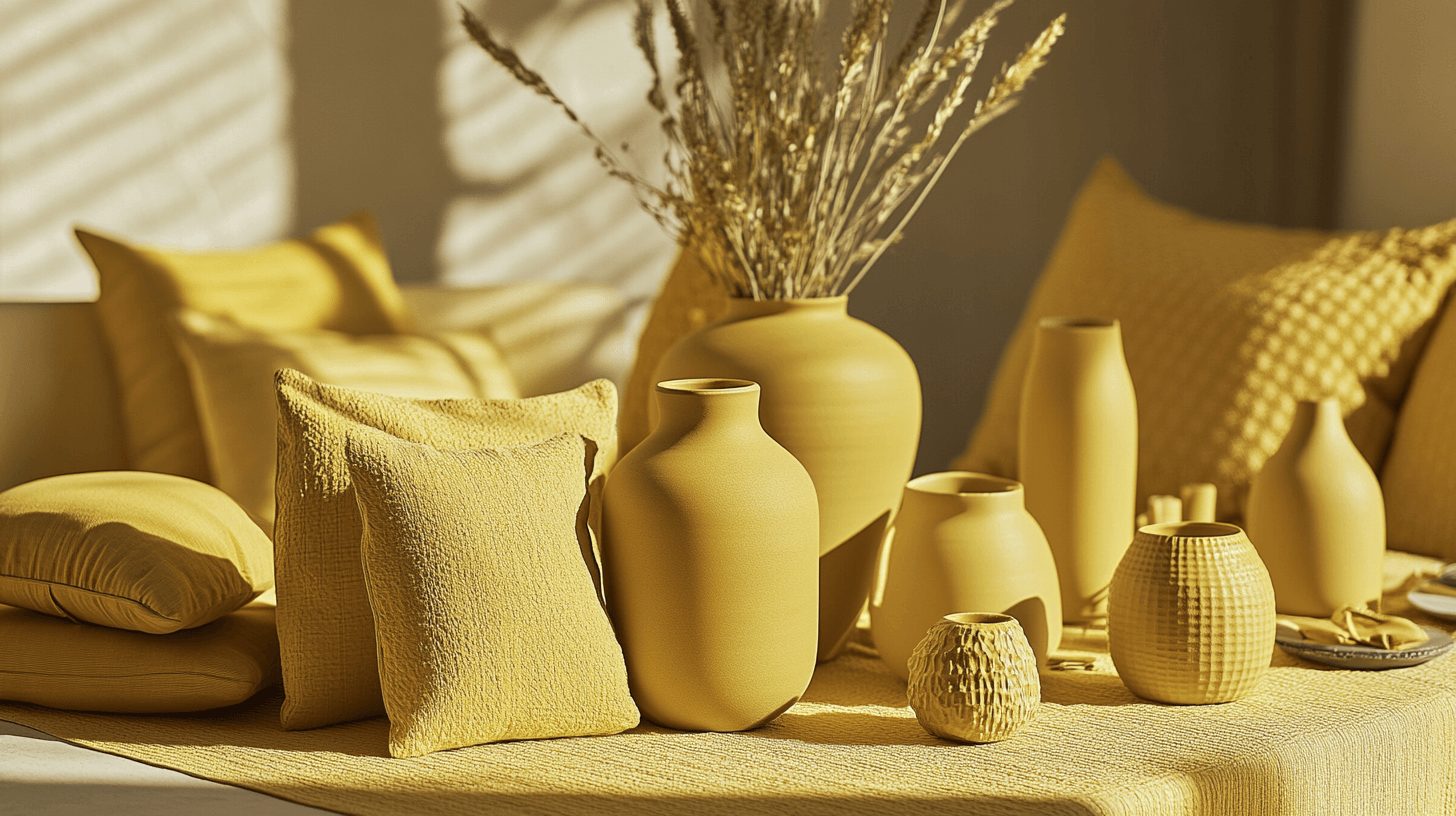 Wohnaccessoires in der Farbe Senfgelb
