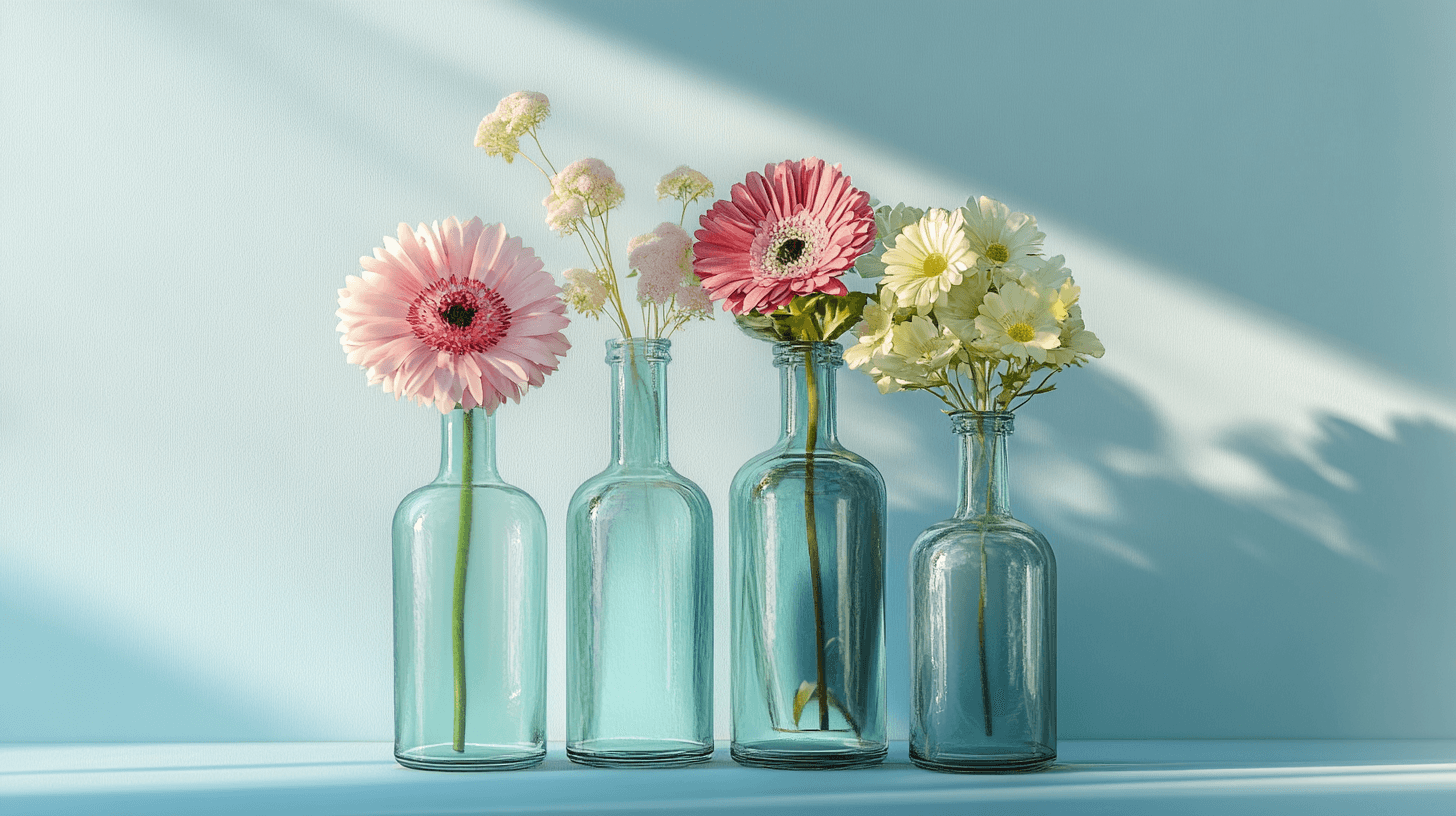 Glasflaschen als elegante Blumengefäße