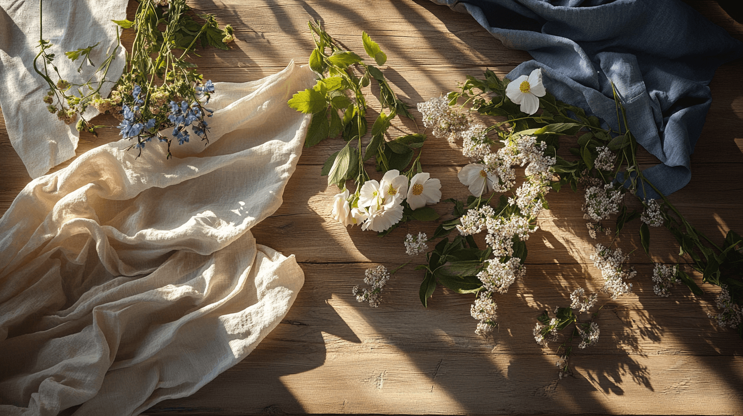 Naturmaterialien für die Sommerdekoration auf dem Tisch