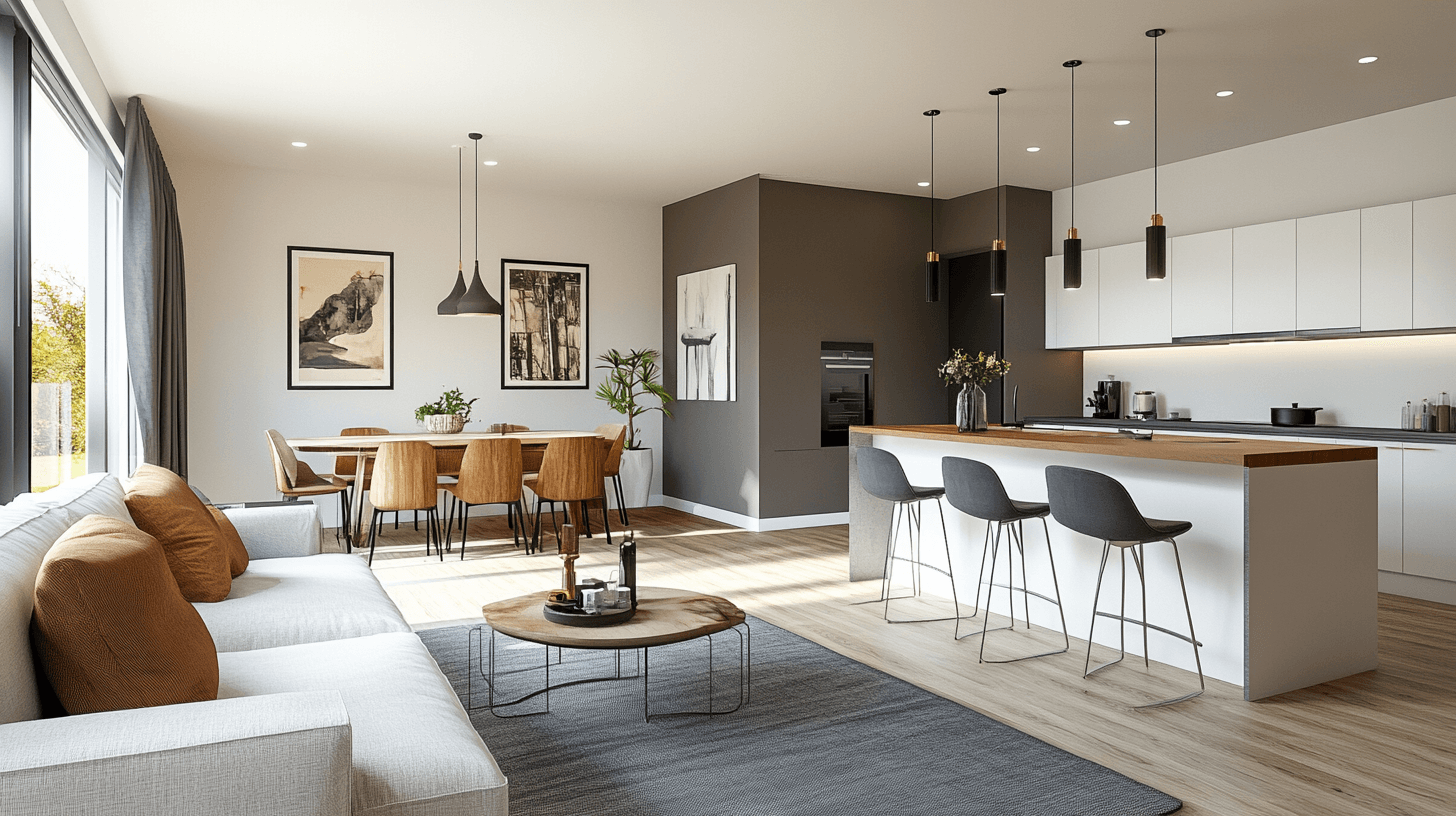Offene Küche mit Esstheke im Wohnzimmer: Zeitgemäß und gesellig