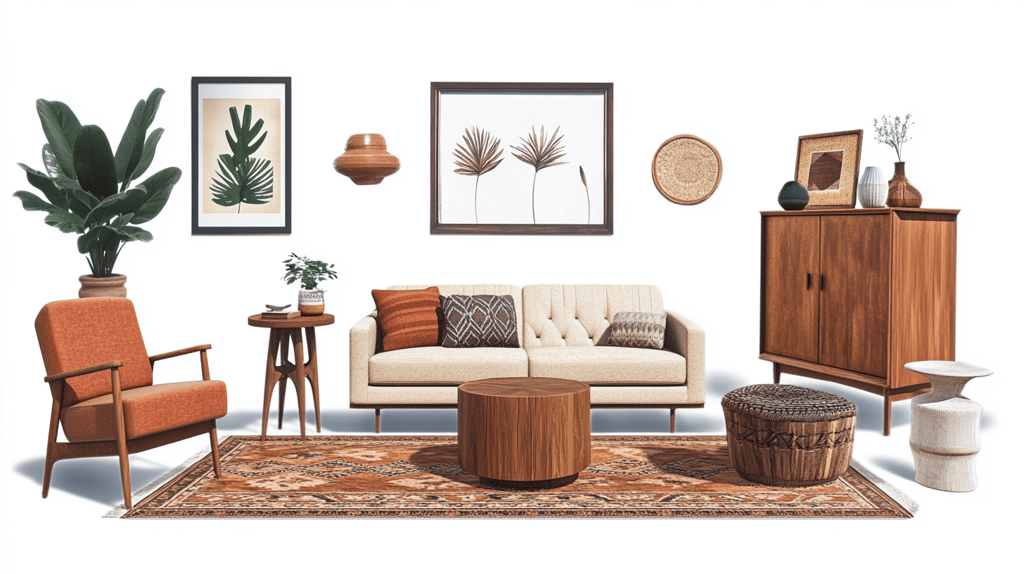 Einrichtung im Boho-Mid-Century-Design
