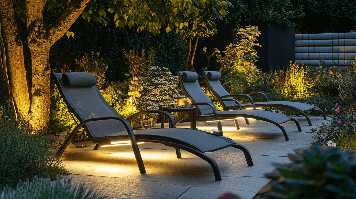 Unterschiedliche Typen von Gartenmöbeln mit LED-Licht