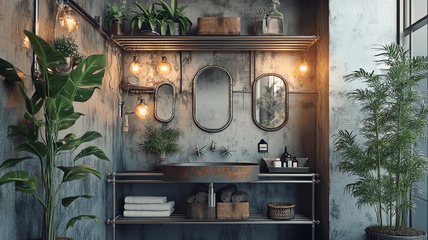 Einrichtungsgegenstände für ein Badezimmer im Industrial-Stil