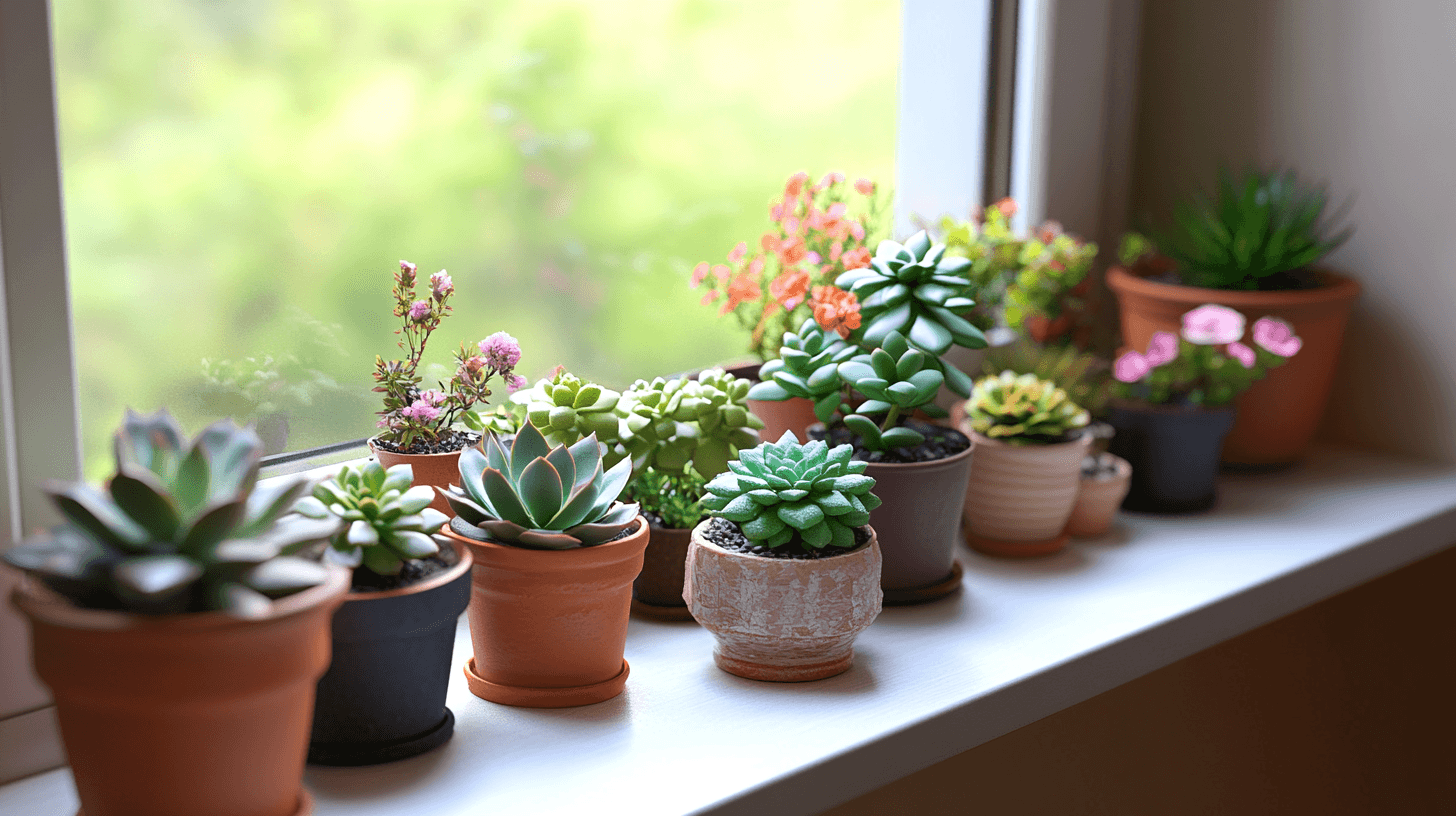 Blumenarrangements für das Fensterbrett