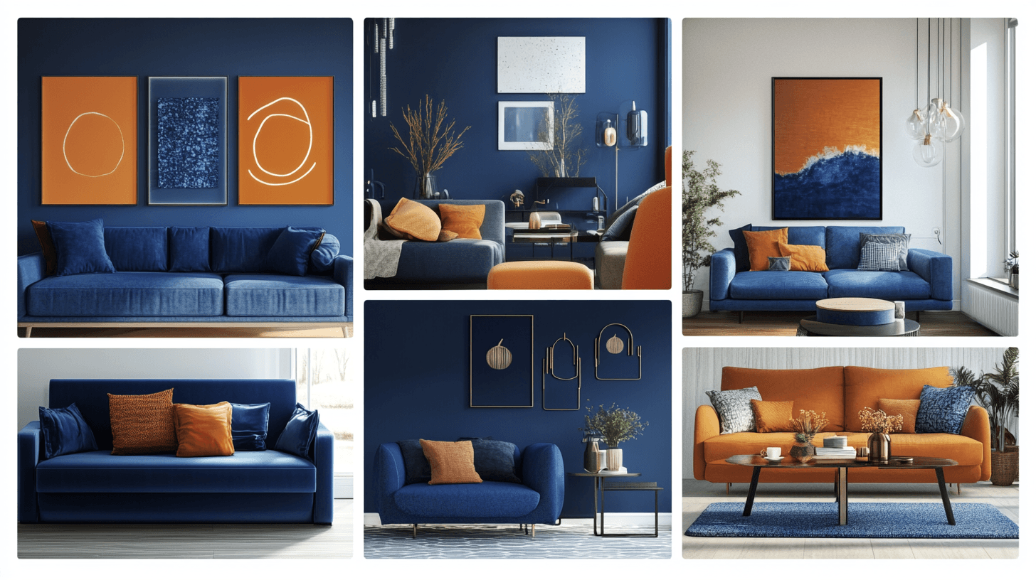 Einrichtungsstile: Die Kombination von Blau und Orange in unterschiedlichen Wohnkonzepten