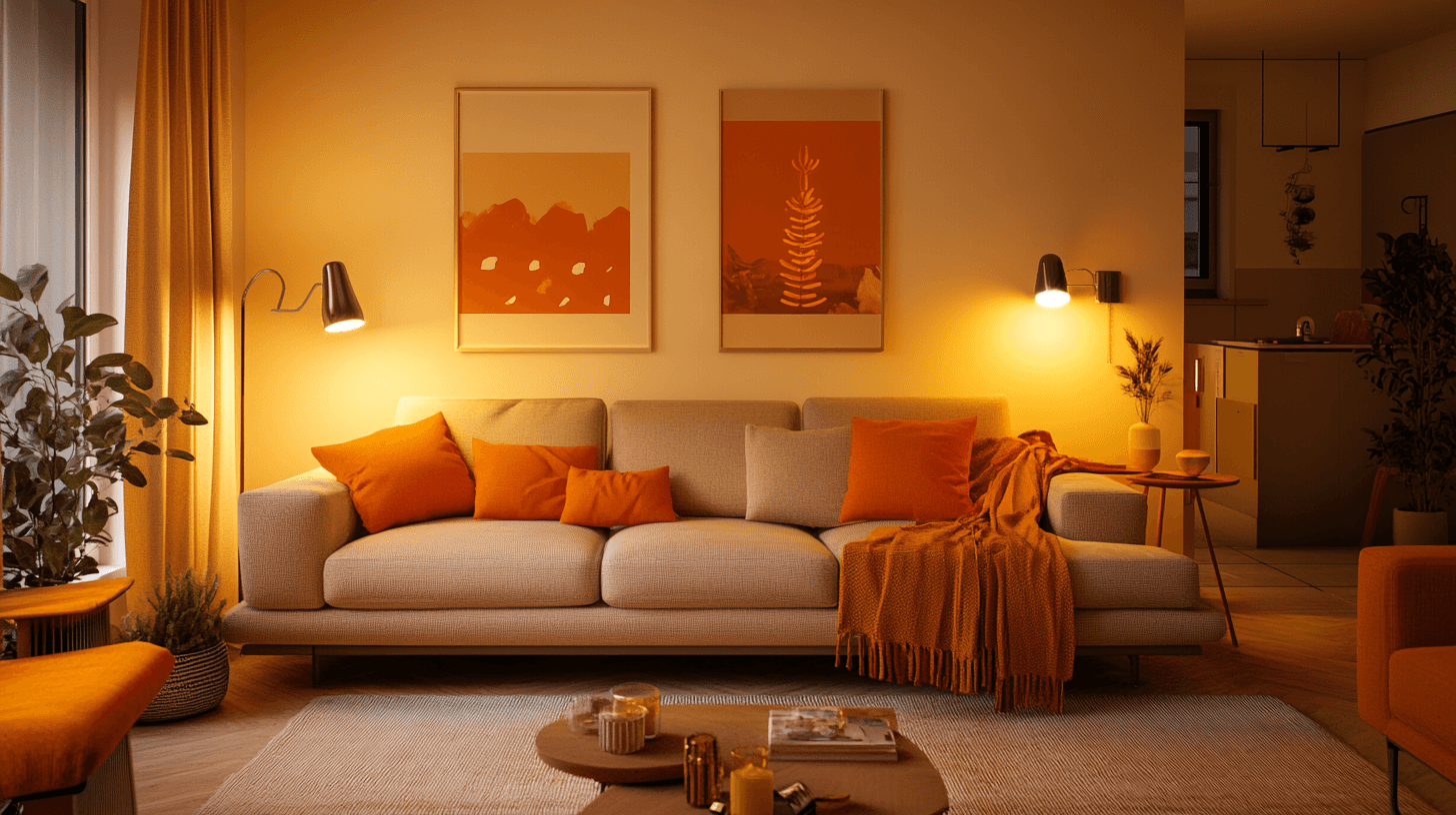 Orange im Wohnzimmer: Kraft und Behaglichkeit