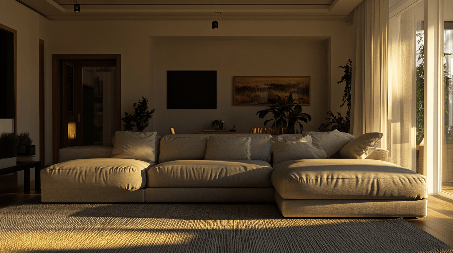 Großes Sofa im Wohnzimmer: Bequemer Platz für die gesamte Familie