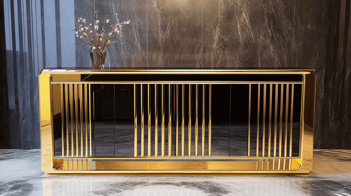 Goldene und schwarze Möbel: Ein Zeichen setzen