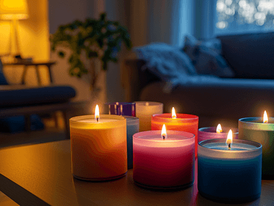Bunte Kerzen als Deko: Lebendige Farbtupfer im Wohnzimmer